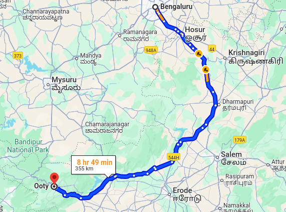 Bangalore to Ooty Road trip